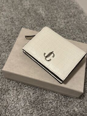 Jimmy Choo Cream Leather Compact Card Wallet
